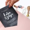 project party invitacion boda lettering pizarra