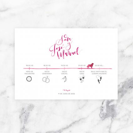 tarjetón informativo a juego con invitación de boda
