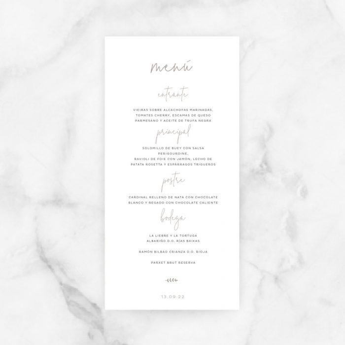 minuta menú boda