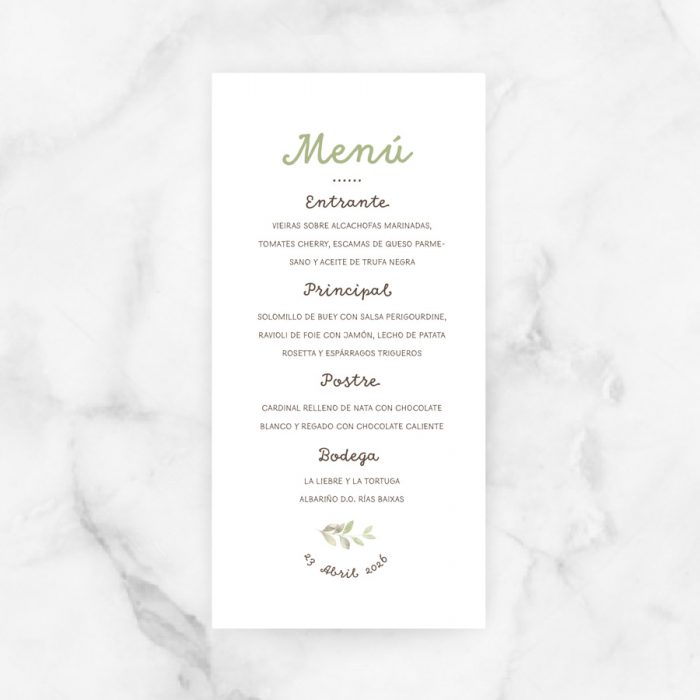 minuta menú boda