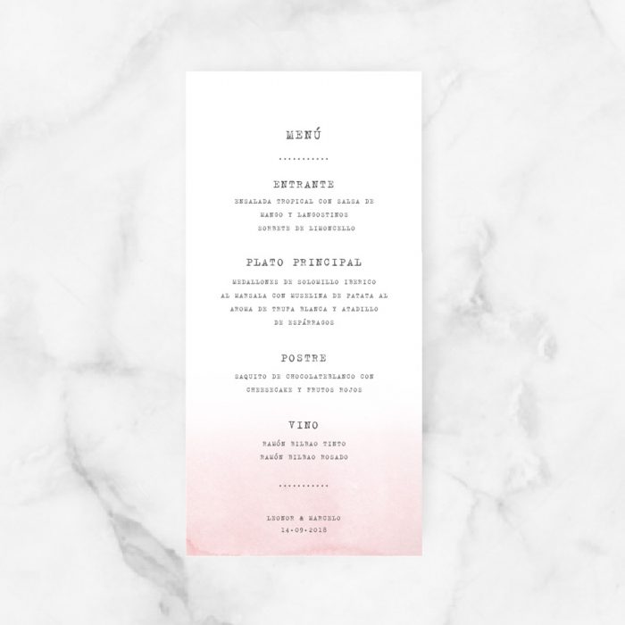 minuta menú boda