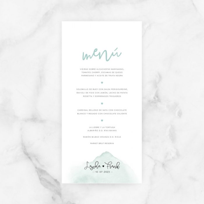 minuta menú boda