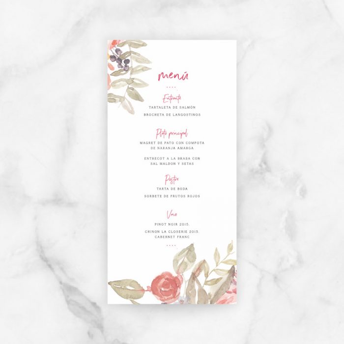 minuta menú boda