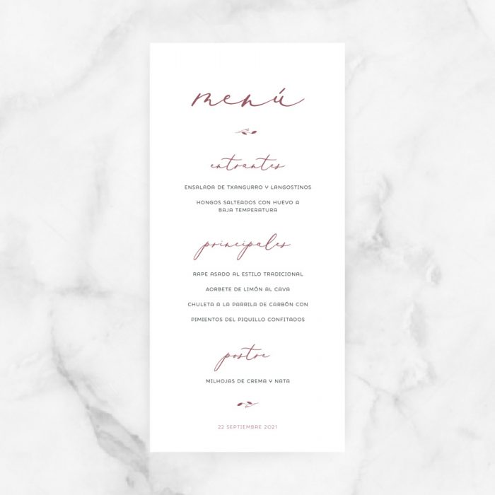 minuta menú boda