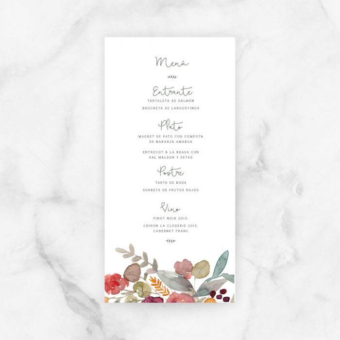 minuta menú boda