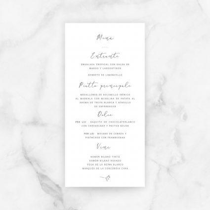 minuta menú boda