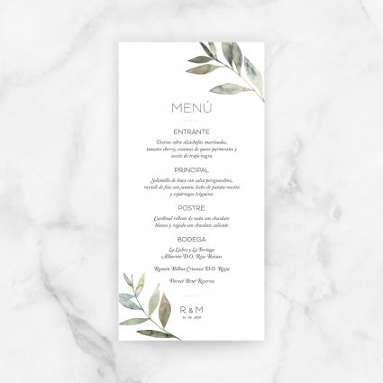 minuta menú boda