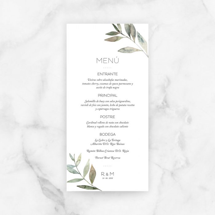 minuta menú boda