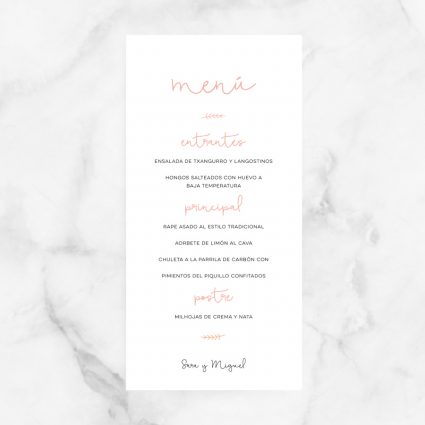 minuta menú boda