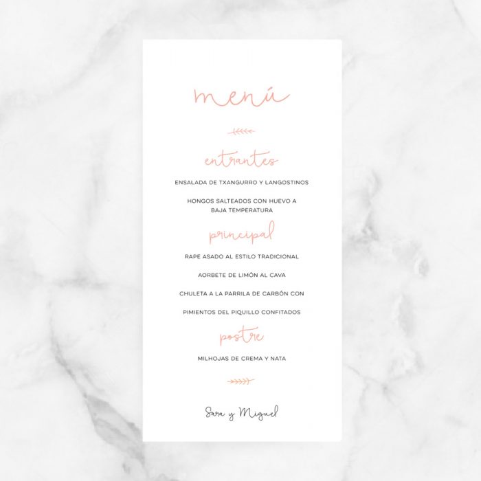 minuta menú boda