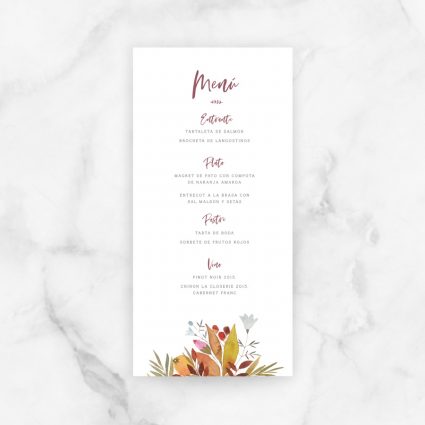 minuta menú boda