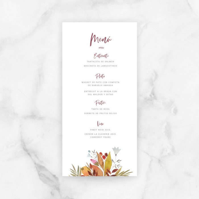minuta menú boda