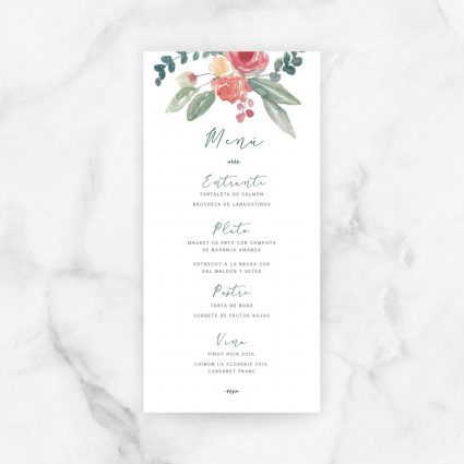 minuta menú boda