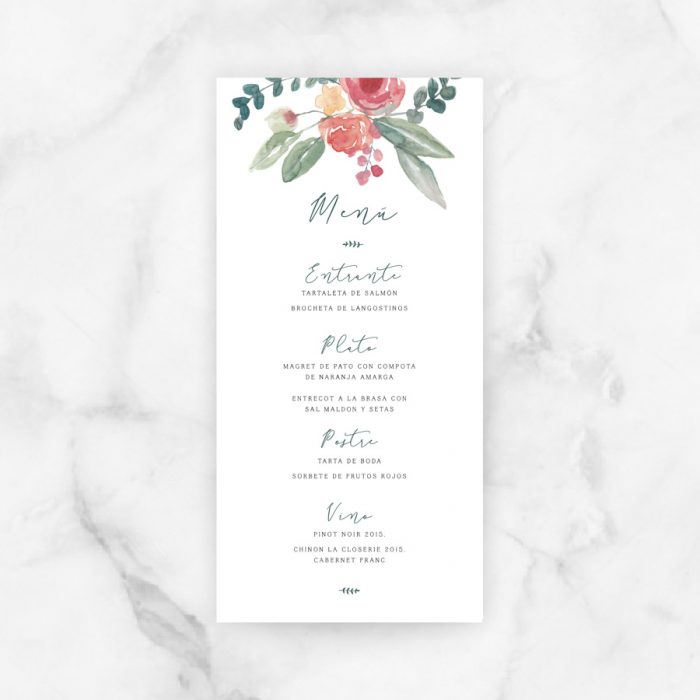 minuta menú boda