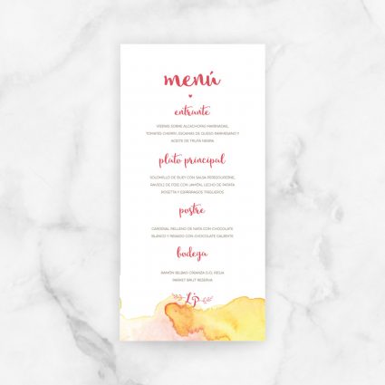 minuta menú boda