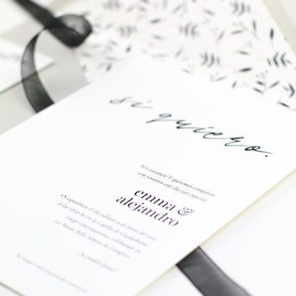 Invitación de boda minimalista lettering