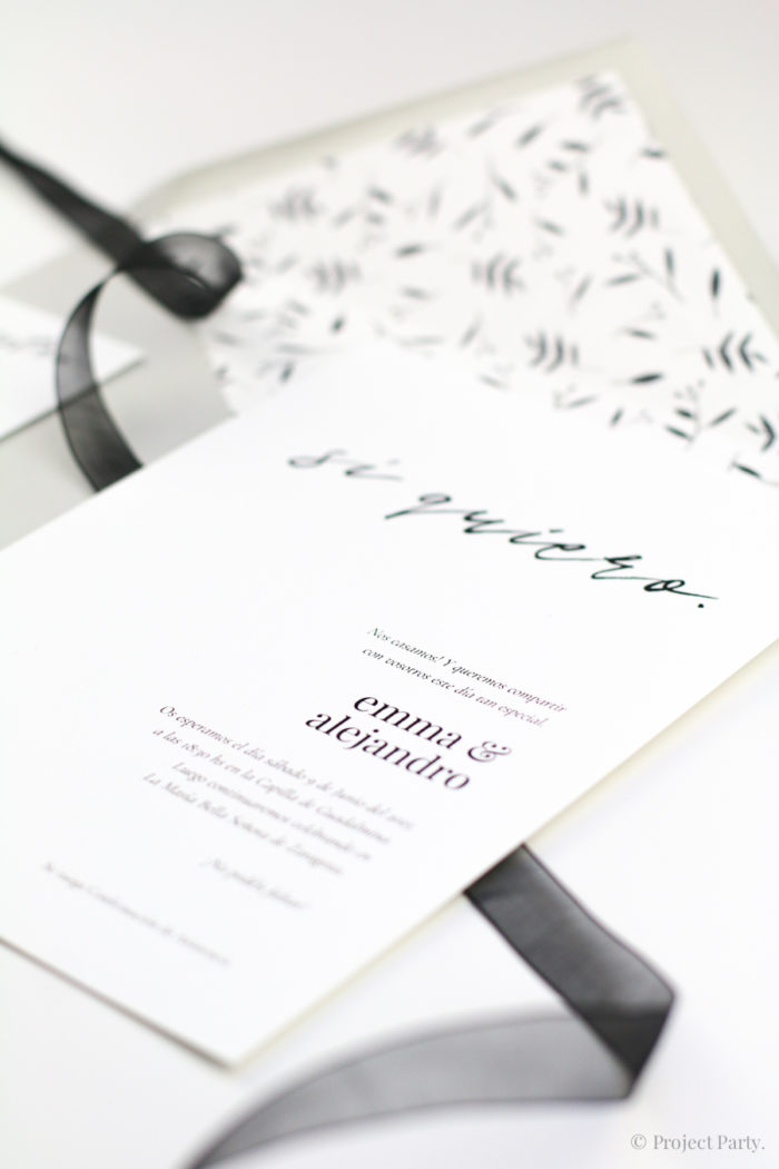 Invitación de boda minimalista lettering