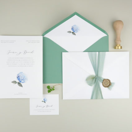 invitación de boda hortensia