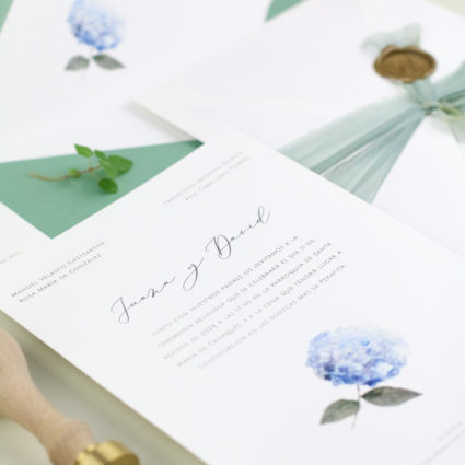 invitación de boda hortensia