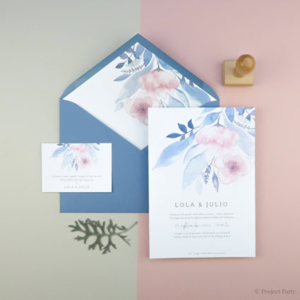 Invitaciones de boda flores acuarelas