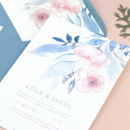 Invitaciones de boda flores acuarelas
